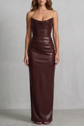Albienne – Geformtes Kunstleder – Maxikleid
