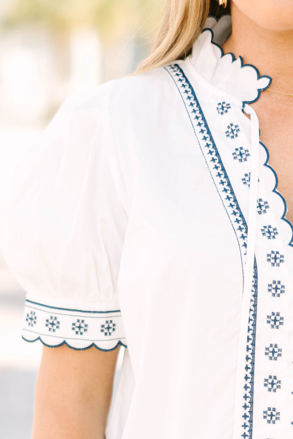 Mühelose Eleganz Top, Weiß