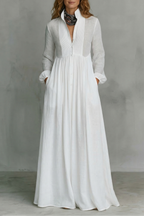 Lunarelle – Timeless minimalism – Mao collar maxi dress