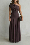 Bellamare – Elegantes, drapiertes Dekolleté – Maxikleid mit One-Shoulder-Träger