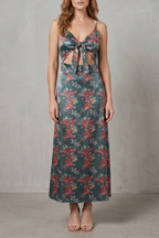 Verdelune – Satin floral allure – Midi dress