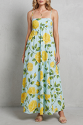 Roselune – Blumenmuster mit eckigem Ausschnitt – Maxikleid