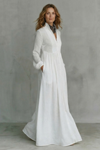 Lunarelle – Timeless minimalism – Mao collar maxi dress