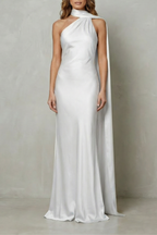 Orlianne – Drapierter Wasserfallausschnitt – Meerjungfrauenkleid aus Satin