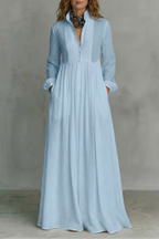Lunarelle – Timeless minimalism – Mao collar maxi dress