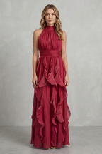Rosamira – Geraffte Chiffon-Eleganz – Maxikleid