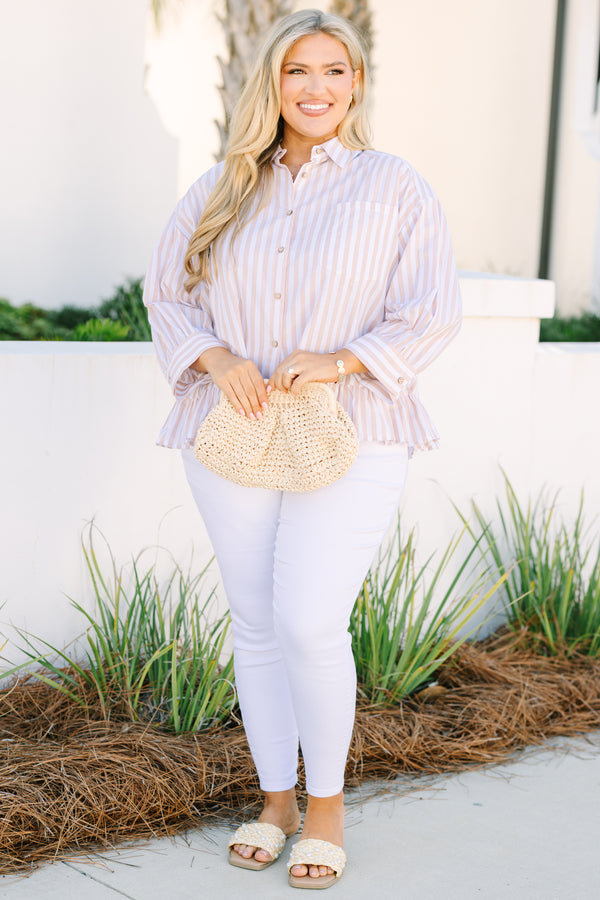 Feel Free Top, Brown Stripe
