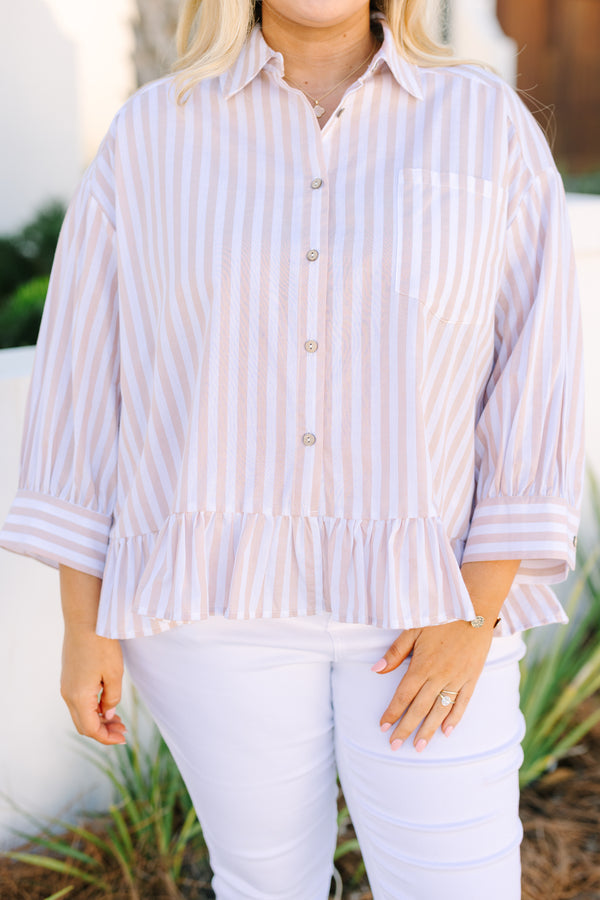 Feel Free Top, Brown Stripe