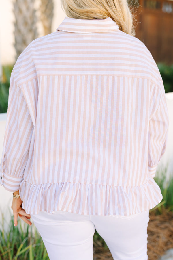 Feel Free Top, Brown Stripe