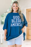 God Bless America Boyfriend Tee, Navy