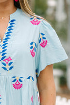 Graceful Blooms Dress, Light Blue