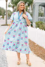 Graceful Blooms Dress, Light Blue