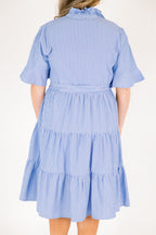 Half Truths Kleid, blau gestreift