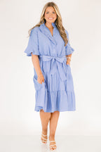 Half Truths Kleid, blau gestreift