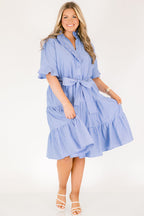 Half Truths Kleid, blau gestreift