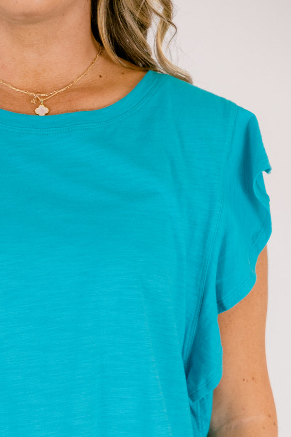 Leave Your Lover Top, Teal