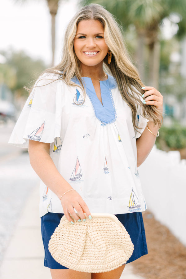 Nautical Breeze Top, White