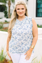 Never Cared Much Top, Blue Floral