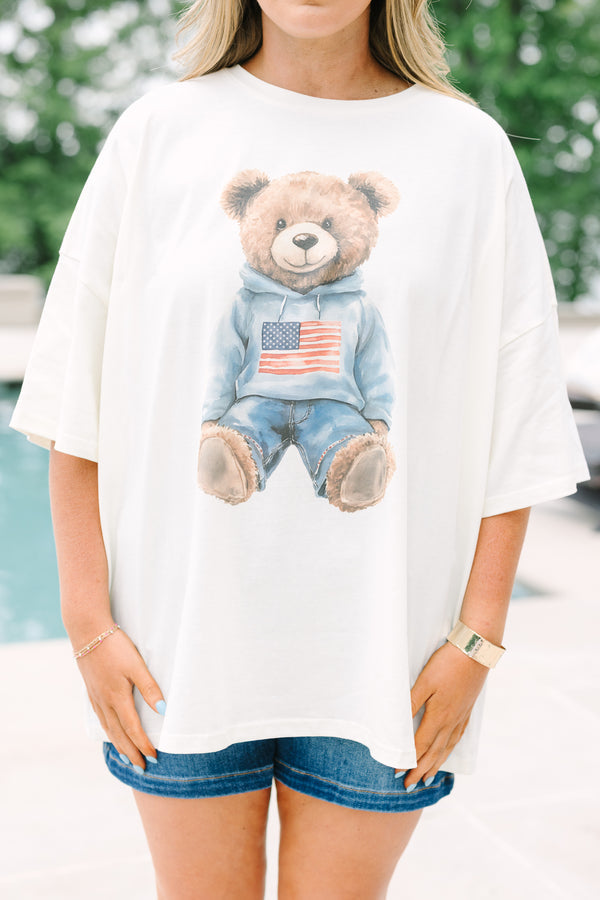 Patriotic Teddy Boyfriend Tee, Ivory