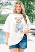 Patriotic Teddy Boyfriend Tee, Ivory
