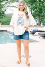 Patriotic Teddy Boyfriend Tee, Ivory