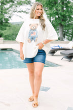 Patriotic Teddy Boyfriend Tee, Ivory