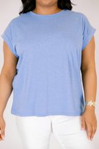 Pretty Please Tee, Heather Ocean Blue