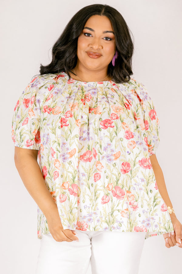 Rooftop Romance Top, Green Floral