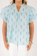 Santorini Bound Top, Blue Floral