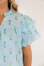 Santorini Bound Top, Blue Floral