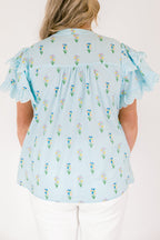 Santorini Bound Top, Blue Floral