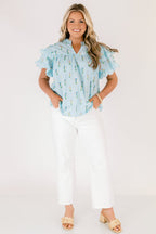 Santorini Bound Top, Blue Floral