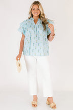 Santorini Bound Top, Blue Floral