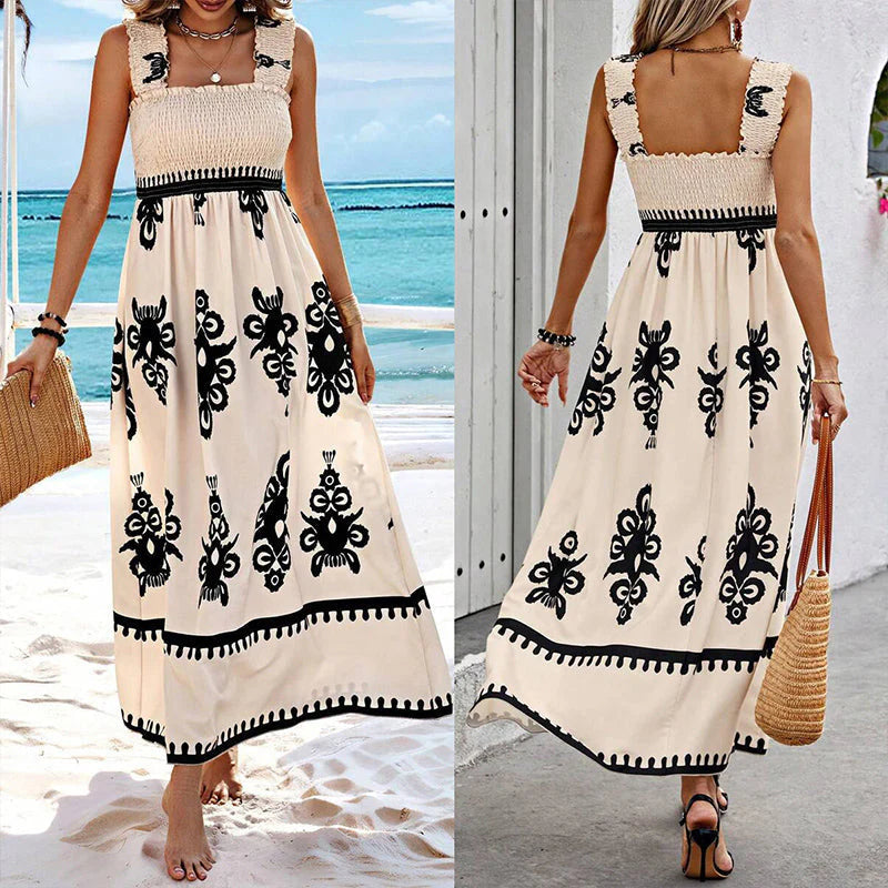 ✨2026 Fashion New 50% OFF💝Womens Casual Sleeveless Square Neck Floral Aline Smocked Dresses with Pockets