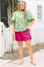 Sweet in Scallop Trim Shorts, Pink