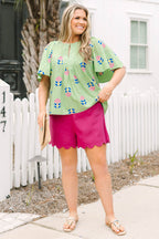Sweet in Scallop Trim Shorts, Pink