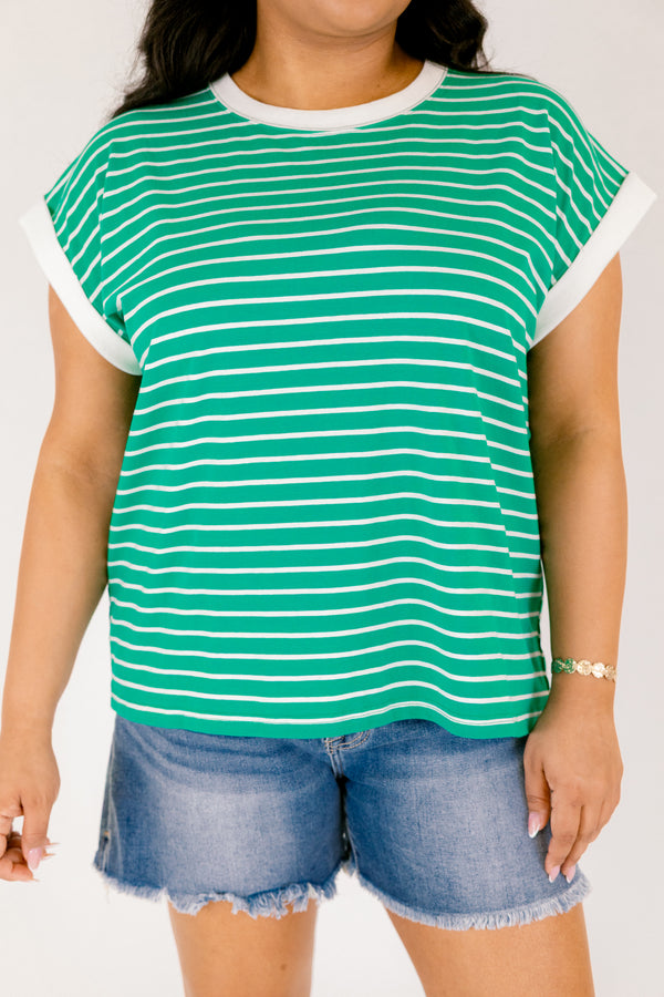 The Savannah Stroll Striped Tee, Kelly Green
