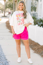 Shorts „Thrown In The Mix“, Fuchsia/Weiß