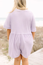 Throw On And Go Romper, Purple Stripe