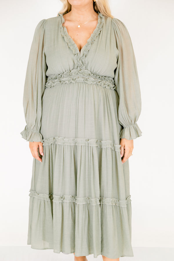 Vivid Palms Dress, Sage