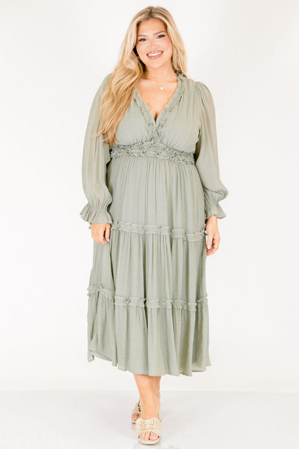 Vivid Palms Dress, Sage
